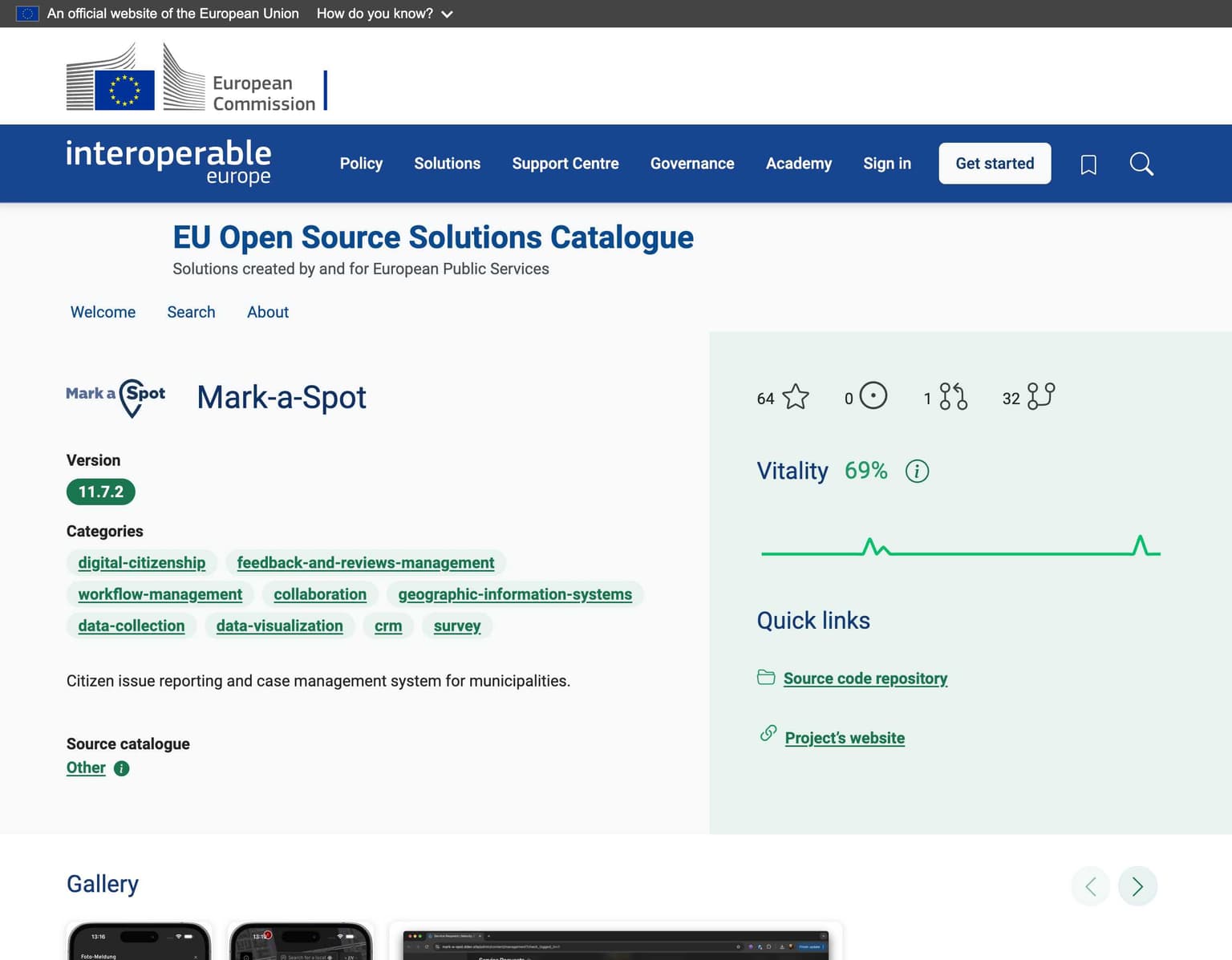 Mark-a-Spot Listed in EU Open Source Solutions Catalogue